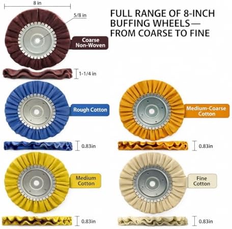 8" Airway Buffing Wheel, 10Pcs Aluminum Wheel Polishing Kit in Diameter 5/8 inch Arbor Hole, Polishing Compound and Aluminum Metal Polishing Wheel Kit for Angle Grinder Mirror Finish
