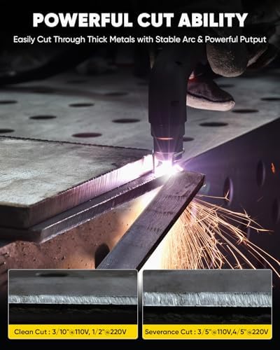 H HZXVOGEN Plasma Cutter 55A Non Touch Pilot Arc Plasma Cutters 110/220V Dual Voltage, Digital Display DC IGBT Inverter HF Air Plasma Cutting Machine, 1/2" Clean Cut 4/5" Max Cutting & 2T/4T(HVC55)