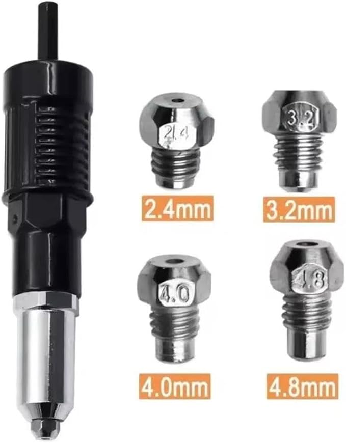 Professional Electric Rivet Gun Adapter Kit,2026 Pro-Grade Electric Rivet Gun Adapter with Removable Handle 4Rivet Heads for Cordless Screwdrivers and Drills Turn Your Drill into a Riveting Beas
