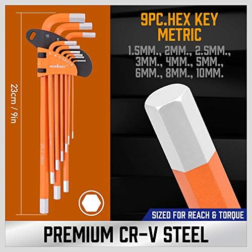 HORUSDY 37PCS Hex Key Allen Wrench Set, SAE & Metric Star Long Arm Ball End Hex Key Set, Industrial Grade Allen Wrench Set with Another Torque Handle