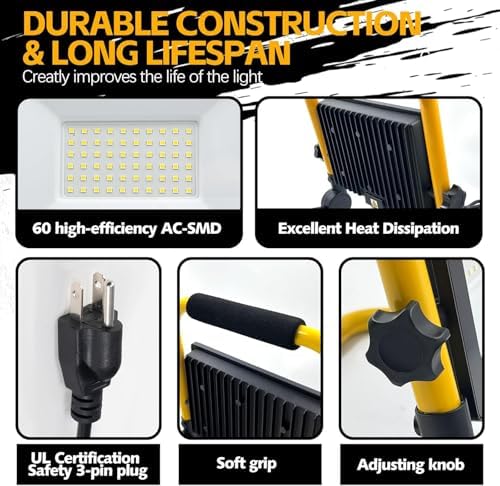 22000Lumen LED Work Lights with Stand (yellow-1-head)