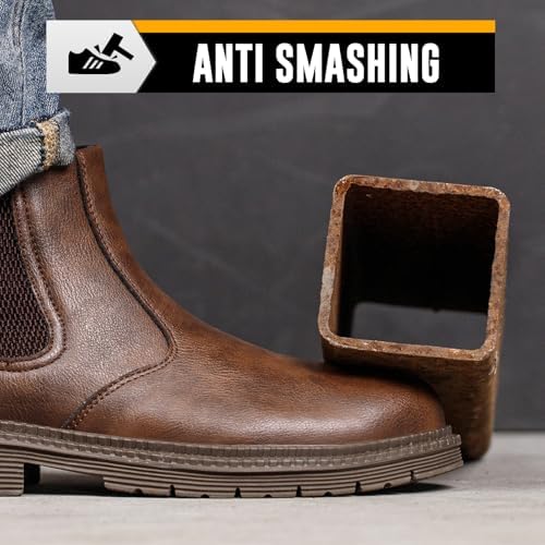 Steel Toe Boots for Men & Women,Slip On Work Boots for Construction