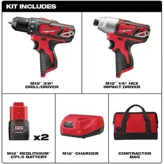 2494-22 for Milwaukee M12 2-Tool Cordless Combo Kit
