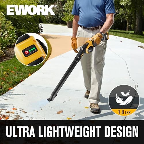EWORK 20V Small Cordless Leaf Blower with 2 x 2.0Ah Battery and Charger