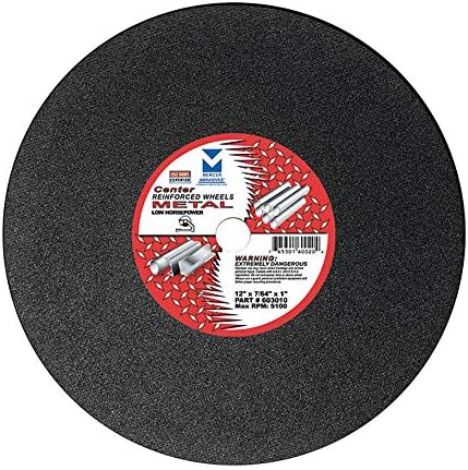 Mercer Industries 603010 Chop Saw Cut-Off Wheels for Metal, 12" x 7/64" x 1" (10 Pack)