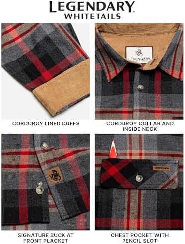 Legendary Whitetails Mens Flannel Long Sleeve Button Down 100% Cotton Shirt