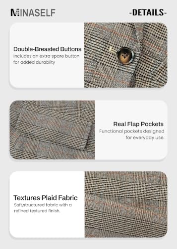 Mina Self 2026 Women's Fall Plaid Blazer Houndstooth Jacket Business Casual