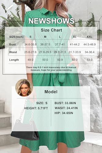 Newshows Women's Work Business Casual Outfits Tie Waist Midi Shirt Dress