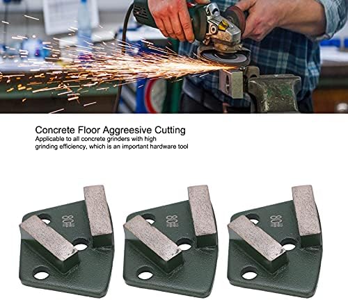 3PCS Trapezoid Grinding Shoes for Concrete - 80# Grit 2-Teeth Diamond Grinding Blocks for Floor Grinders Polishers (Green)
