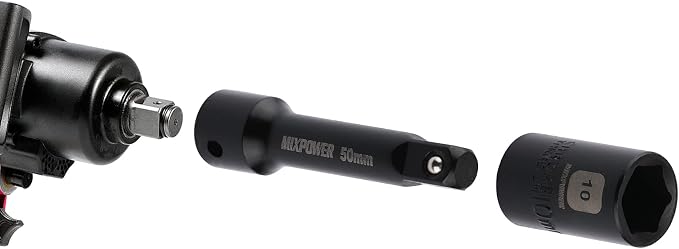 MIXPOWER 55 Pieces 1/4" Dr. Impact Socket Set, CR-V, 6 Point, SAE/Metric, 5/32 Inch - 9/16 Inch, 4mm - 15mm, Shallow/Deep, Including Adapter, Extension, Universal Joint