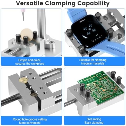 Mini Drill Press Vise, High Precision Aluminum Small Vise 0-1.85" Clamping Range for Crafts, Jewelry Making, Modeling, Repairs, Hobbies, Watches & Small Electronics, Mini Vise for Micro Fabrication