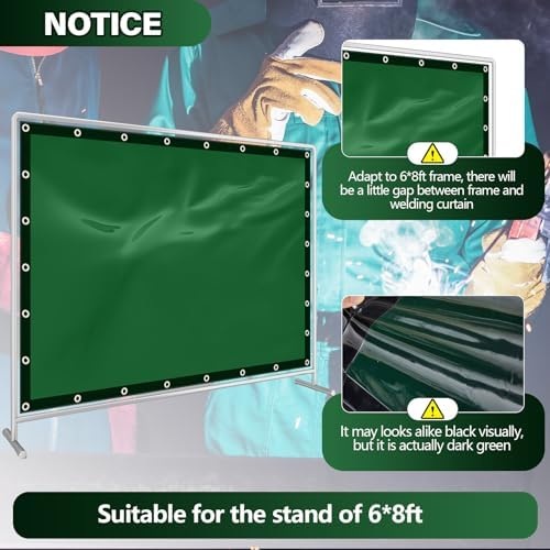 2 Pack Green 6 x 8 ft Welding Curtain Screen with Fixed Belt