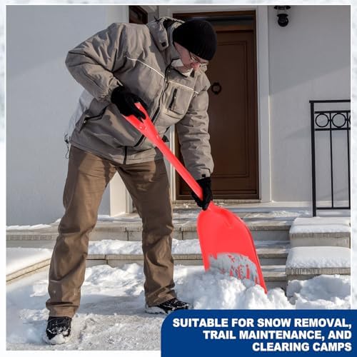 Frienda 3 Pcs Plastic Snow Shovel Large Scoop Shovel, Red