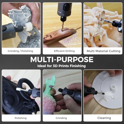 Creality Mini Cordless Rotary Tool for 3D Prints Finishing 24-in-1 USB Charging 3.7V 6-Speed Power Rotary Tool Kit for 3D Print Crafts Sanding, Polishing, Support Removal, Drilling, Etching, Engraving