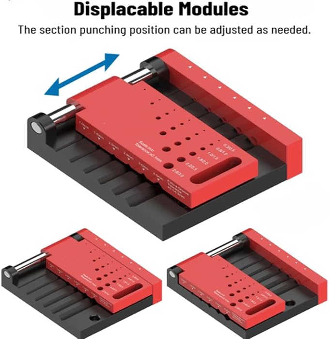 T0012 Round Stick Punching Positioner | Precision Drill Guide Jig for Model Building, Woodworking & DIY |Adjustable Locator with Scales (T0012 + T0012-A)