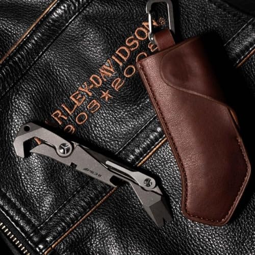 PICHI X2S Titanium Multitool Clip 6-In-One Pocket EDC Multitools Wrench Pry Bar Crowbar Screwdriver Pocket Knife Bottle Opener for Camping Hiking Gift for Men Father with 1 Holster with Pocket Clip
