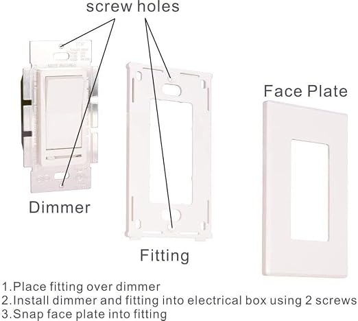 Cloudy Bay in Wall Dimmer Switch for LED Light/CFL/Incandescent,3-Way Single Pole Dimmable Slide,600 Watt max,Cover Plate Included