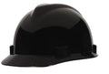 MSA 495851 V-Gard Cap Style Safety Hard Hat With Fas-Trac III Ratchet Suspension | Polyethylene Shell, Superior Impact Protection, Self Adjusting Crown Straps - Small Size in Black