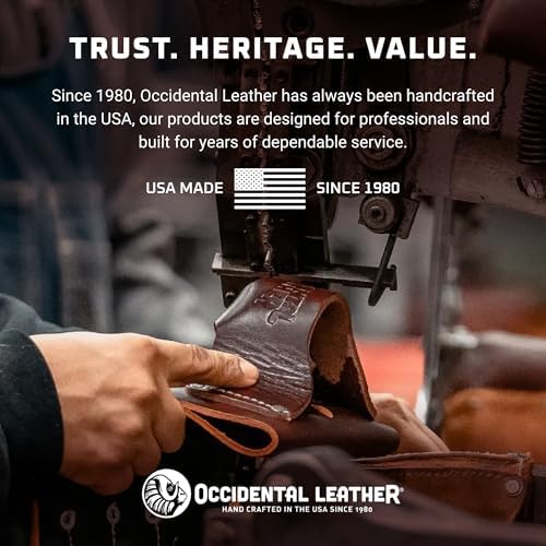 Occidental Leather 3" Ranger Leather Work Belt - XX-Large, OxyRed - Bridle Leather, Heavy-Duty Steel Roller Buckle, Edge Stitched - Made in USA