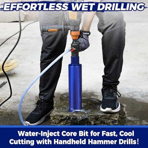 3" Pro Core Drill Bit with SDS Max Water Injection Adapter (1-1/4"-7 UNC),14" Depth Upgraded Welded Wet Core Bits for Concrete with Rebar, Brick, Masonry,Stucco,Mortar (Include Water Hose Kit)