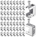 Tandefio 50 Pcs 1/4"-20 Spring Steel Beam Clamps Metal Beam Hanger, Silver