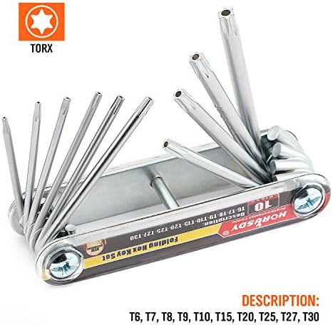 HORUSDY Tamper Proof Star Key Set (Folding) Security Torx Key Set Sizes Include T-6 to T-30