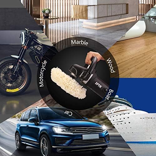 Wool Polishing Pads, SPTA 8"(200mm) 100% Natural Wool Buffing Pad with Hook & Loop Backing 4pcs Set Come with 5/8-11 Thread Backing Plate for Car Polishing, Buffing and Cutting