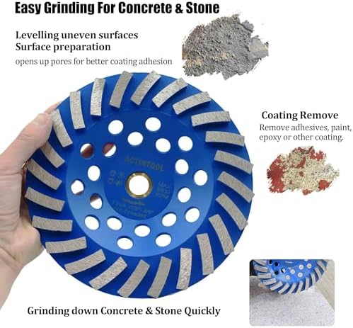 7 in. x 7/8-5/8 in. Non Threaded 24 Segments 7 Inch Concrete Grinding Wheel, Diamond Cup Wheel for Granite Marble Concrete (7/8"-5/8" Non-Threaded)