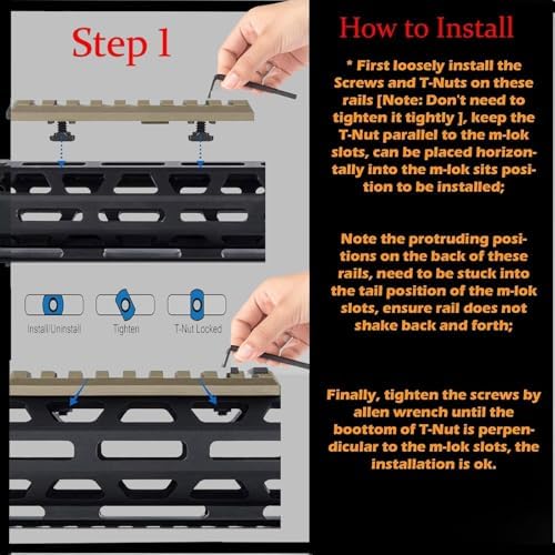 Gotical 13 Slots MLOK Picatinny Rail Section for M-Lok Handguard Flat Dark Earth Fit for 21mm Picatinny/Weaver Rails
