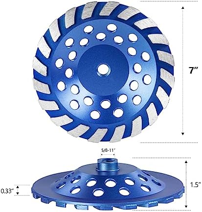 SALI 7 Inch Concrete Grinding Wheels 20 Turbo Diamond Segments 5/8-11 Arbor Diamond Grinding Wheel Fit for Paint, Epoxy, Mastic, Coating Removal