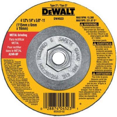 DEWALT Grinding Wheel, General Purpose for Metal, 4-1/2-Inch x 1/4-Inch_x 5/8-Inch (DW4523) (Pack of 10)