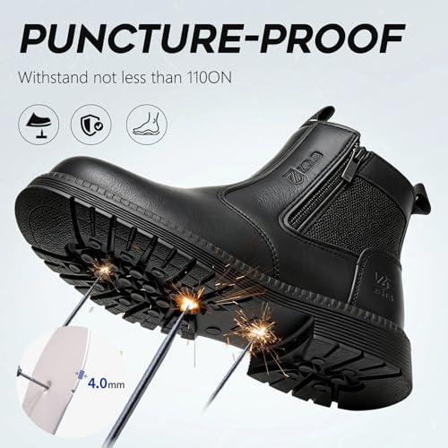 Steel Toe Boots for Men & Women,Slip On Work Boots for Construction