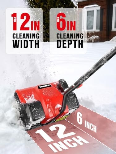 EWORK 20V 12-Inch Cordless Snow Shovel with 4.0Ah Battery and Fast Charger