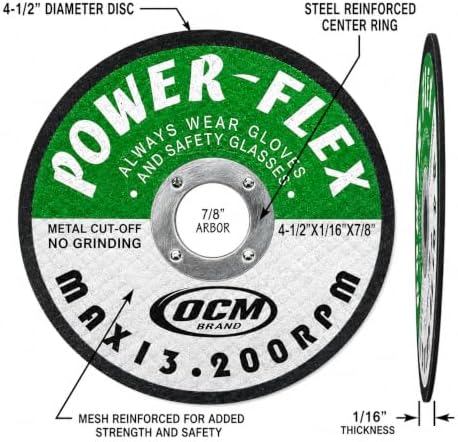 50 Pack - Cut Off Wheels 4 1/2 Inch x 1/16 Inch x 7/8 Inch - for Cutting All Steel and Ferrous Metals.