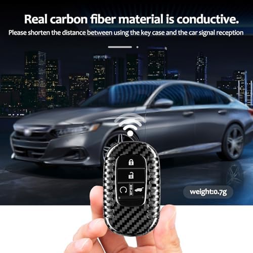 T-carbon Key Fob Cover Compatible with Honda Key Case | Real Carbon Fiber Key Shell fits for Honda Civic Type R Accessories Accord HR-V CR-V Pilot Sport SI EX EX-L Accessories,Black