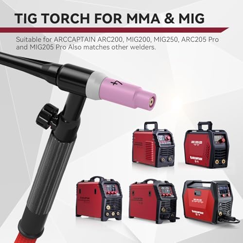 ARCCAPTAIN WP-17FV Argon TIG Welding Gun 2.0, 13FT Red Air Hose