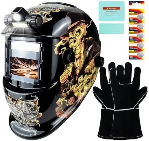 TRQWH Welding Helmet Auto Darkening Welding Hood with Welding Gloves