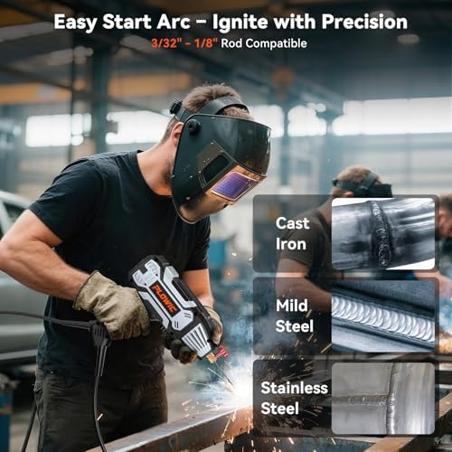 Portable Handheld Welding Machine 110V: 200A IGBT Inverter ARC Welder Gun with Digital Display & 6-Level Current Control, Hot Start & Anti-Stick Fits for 3/32"-1/8" Stick Rod
