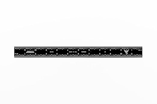 PEC Tools 12-Inch Rigid Stainless Steel Mechinist Ruler, High-Contrast Black Chrome Finish, 3R Graduation (1/32", 1/64", 1/10", 1/50"), Trusted by Professionals, Made in USA