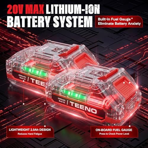 TEENO 20V Cordless Oscillating Tool with 2 Batteries, 4° Oscillation Angle Oscillating Saw, 6 Variable Speeds with Quick-Lock Change System, 26PCS Multitool Blades & Carrying Bag for DIY Projects