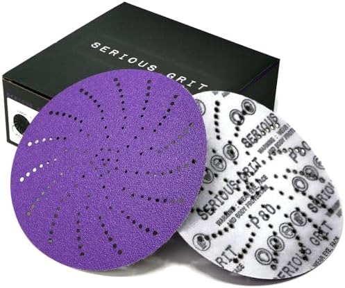 Serious Grit - 6-Inch P80 Grit Ceramic Multi-Hole Sanding Discs - 50 Pack