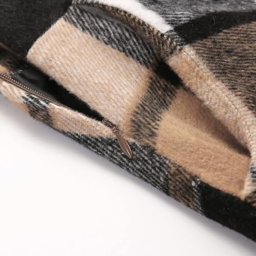 IDEALSANXUN Womens Plaid Wool Skirts Elastic Waist A-Line Pleated Tartan Long Skirts