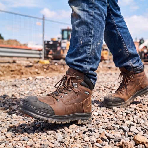 NINGO Steel Toe Work Boots for Men with TPU Protective Cap, 6 Inch