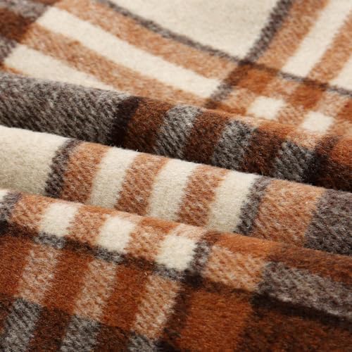 IDEALSANXUN Plaid Skirts for Women Fall Winter Knee Length Pencil Wool Skirt with Slit
