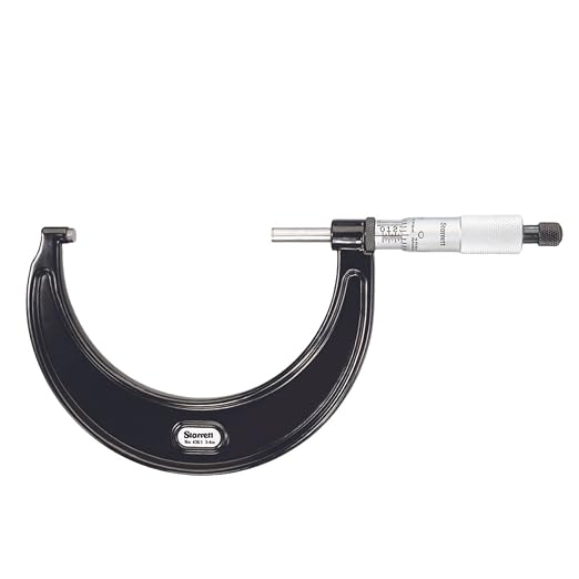 Starrett Outside Micrometer with Ratchet Stop, Lock Nut, and Carbide Faces - Quick and Easy Adjustment, 3-4" Range, .0001" Graduations - T436.1XRL-4 W/SLC