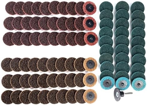 90PCS 2 inch Quick Change Assorted Grit Surface Conditioning Discs with 1/4" Shank Holder Snap-On Grinding Disc for Die Grinder Sanding Disc for Strip Polish Burr Finish-Fine Medium Coarse Set