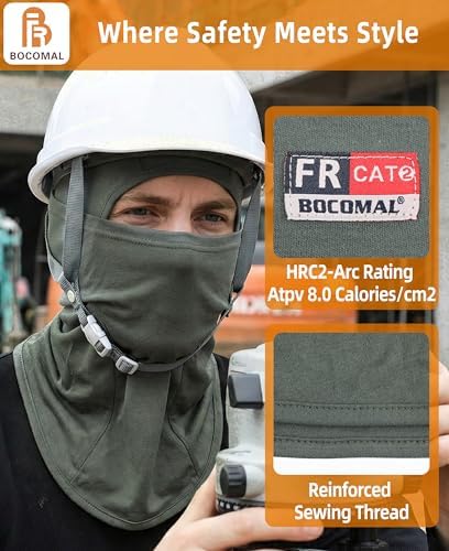 BOCOMAL FR Balaclava with Face Mask Flame Resistant 5.5oz Lightweight 100%C
