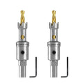 2-Pack 9/16" TCT Hole Saws for Hard Metal, Heavy Duty 14mm Tungsten Carbide Tipped Hole Cutters Set with Spring-Loaded Pilot Drill Bits for Stainless Steel, Metal, Iron, and Plastic.