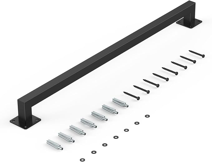 VEVOR Wall Mounted Stair Handrail, 3ft Black Iron Staircase Handrail Indoor, 250lbs Load Capacity, Industrial Railing Hand Rail for Steps, Square Tube for Loft Porch Deck, 2 Sections