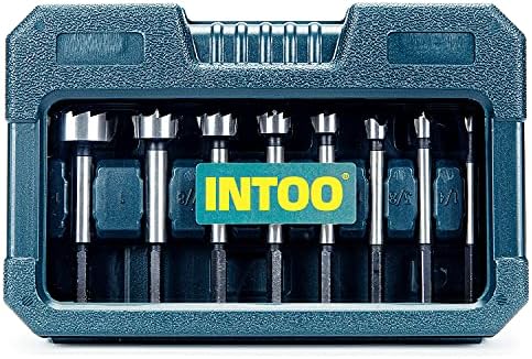 INTOO Hex Shank Forstner Bit Set 8pcs Multi Sided Shank Wood Drill bit Set